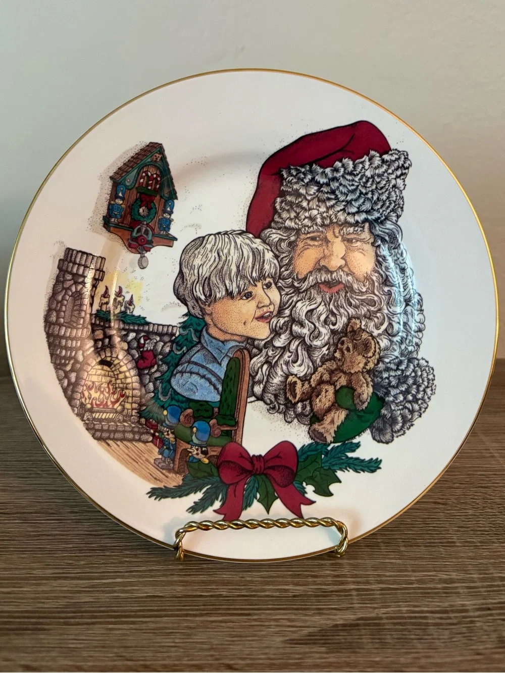 Mark Klaus “From Our Home to Yours” Santa & Boy Christmas Plate - Preused